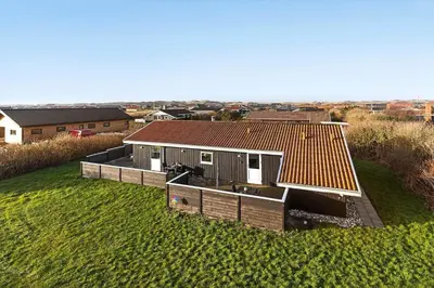 an overhead view of a house with a roof at 822-Harboore-Neerlandiavej-138 in Harboør