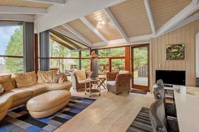 a living room with a couch and a fireplace at JB372-Fjerritslev-Ronnevej-3