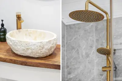 a bathroom with a bowl sink and a shower at BL1148-Blokhus-Havorns-Alle-6 in Blokhus