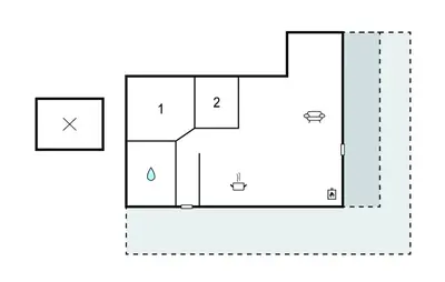 a diagram of a kitchen with two counters at 2 Bedroom Cozy Home In Roslev in Roslev