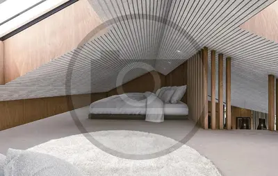 a bedroom with a bed with a circular ceiling at Awesome Home In Højslev With Sauna in Højslev