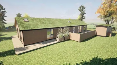a rendering of a house with a grass roof at BL1153-Saltum-Bondagervej-64 in Saltum