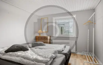 a bedroom with a bed and a window at 2 Bedroom Pet Friendly Home In Øster Assels in Øster Assels