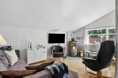 a living room with a couch and a tv at JB381-Fjerritslev-Ahornvej-65