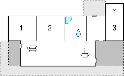 a block diagram of a building at Three-Bedroom Holiday Home In Skals in Skals
