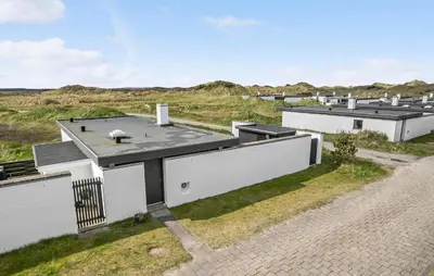 an aerial view of a house with a roof at Two-Bedroom Holiday Home In Pandrup in Pandrup
