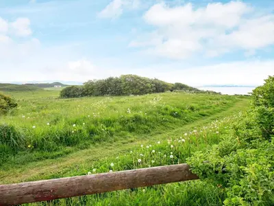 a field of grass with a wooden fence at 4 person holiday home in Struer in Struer