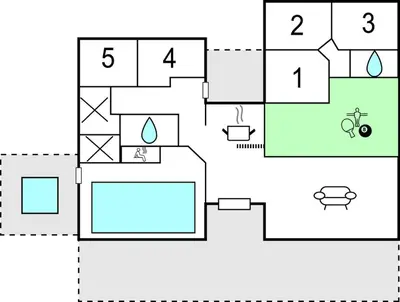 a block diagram of a house at Lovely Home In Blokhus With Sauna in Blokhus