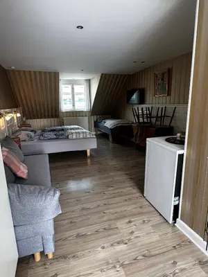 a living room with a couch and a bed at Oasen in Viborg
