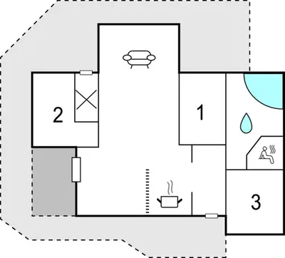 a plan of a bathroom with a shower at Three-Bedroom Holiday Home In Harboore in Harboør