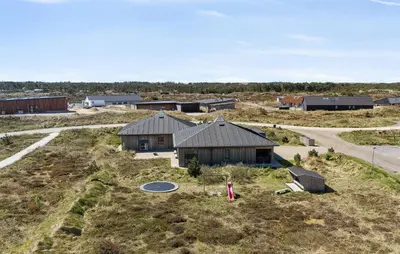 an aerial view of a house with a frisbee at Nice Home In Thisted With Sauna in Thisted