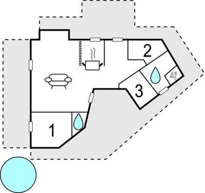 a floor plan of a kitchen with a stove at Three-Bedroom Holiday Home In Farso in Farsø