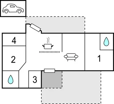 a block diagram of a bathroom with a car at 4 Bedroom Gorgeous Home In Blokhus in Blokhus
