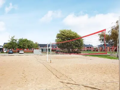 a volley ball net on a sandy field at 5 person holiday home on a holiday park in Lemvig in Lemvig
