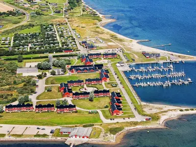 an aerial view of a marina with boats at 4 person holiday home on a holiday park in Lemvig in Lemvig