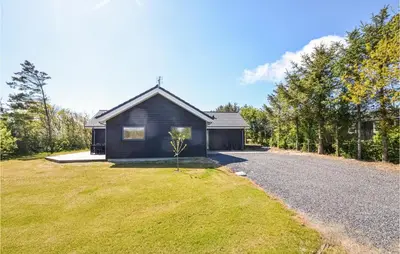 a black house with a gravel driveway at Pet Friendly Home In Vinderup in Vinderup