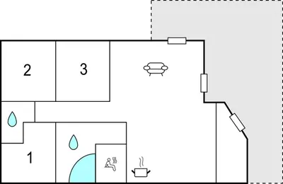 a floor plan of a bathroom with a shower at Holiday Home Vejlby Klit in Harboør