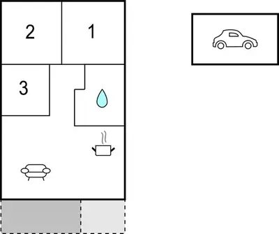 a diagram of a house with a car and a fire hydrant at Holiday Home Grårisvej Thisted V in Thisted