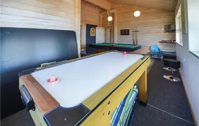 a room with a ping pong table in a room at Awesome Home In Spøttrup With Sauna in Spottrup