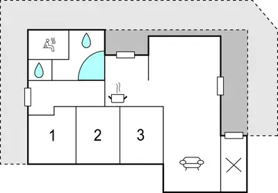 a floor plan of a house with numbers at Holiday Home Lyngbjergvej Vi in Fjerritslev