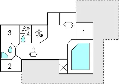 a block diagram of a house at 4 Bedroom Cozy Home In Brovst in Brovst