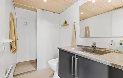 a bathroom with a sink and a toilet at Gorgeous Home In Fjerritslev With Wifi in Fjerritslev
