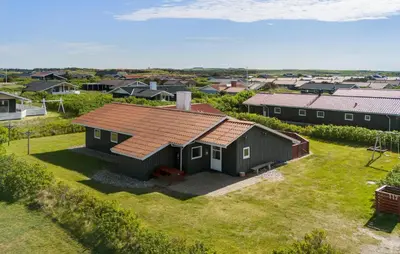 an overhead view of a house with a roof at Holiday Home Vejlby Klit Harboøre V in Harboør