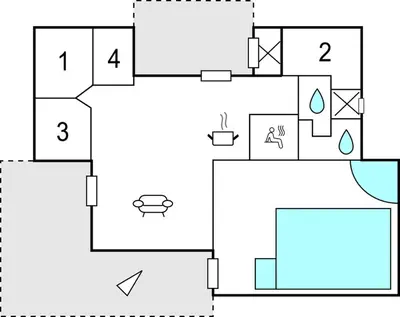 a floor plan of a house at Stunning Home In Saltum With Sauna in Saltum