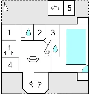 a block diagram of a house at Awesome Home In Løgstør With Sauna in Løgstør