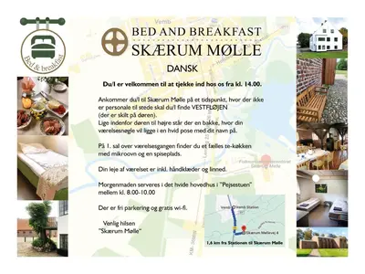 a flyer for a bed and breakfast skeenham mobile class at Skærum Mølle in Vemb