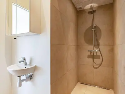 a bathroom with a shower and a sink at 20 person holiday home in Højslev-By Traum in Højslev