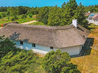 an overhead view of a blue barn with a roof at 8 person holiday home in Fjerritslev-By Traum in Fjerritslev