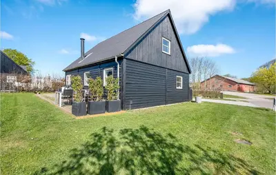 a black house with a black roof on a yard at 3 Bedroom Beautiful Home In Farsø in Farsø