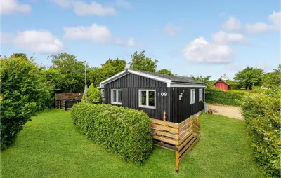 a black tiny house sitting on top of a yard at Cozy Home In Roslev With Wifi in Roslev