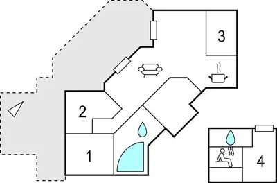 a black and white drawing of a house at Stunning Home In Vestervig With Sauna in Vestervig