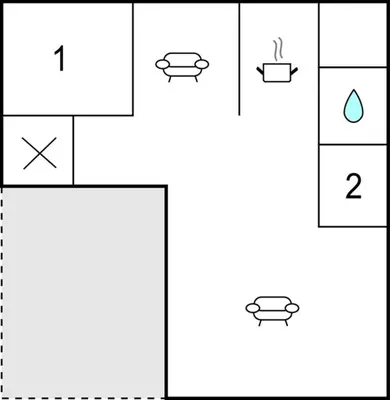 a block diagram of a box with two arrows at Beautiful Home In Spøttrup With Kitchen in Spottrup