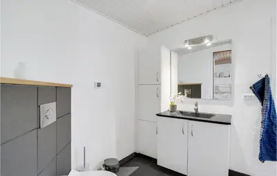 a white bathroom with a sink and a toilet at Awesome Home In Roslev With Kitchen in Roslev