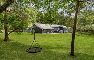 a tire swing hanging from a tree in a yard at Amazing Home In Farsø With Wifi in Farsø