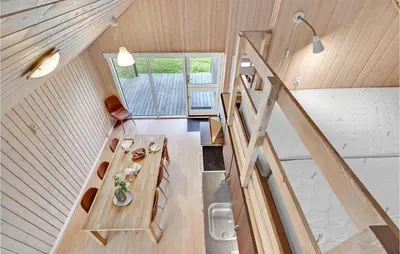 an overhead view of a tiny house with a table at Lovely Home In Hanstholm With Wifi in Hanstholm