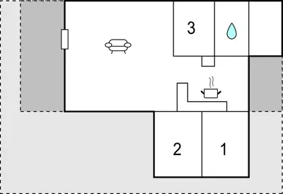 a diagram of a laboratory with a plant on a counter at 3 Bedroom Stunning Home In Blokhus in Blokhus
