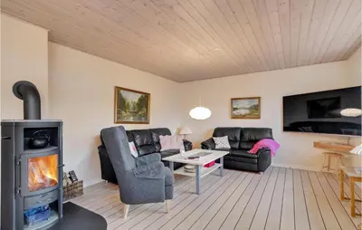 a living room with a couch and a fireplace at Nice Home In Thyborøn With Wifi in Thyborøn