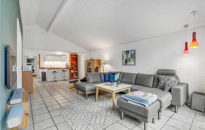 a living room with a couch and a table at Pet Friendly Home In Spøttrup With Wifi in Spottrup