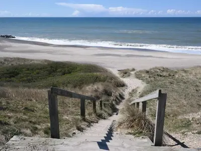 a path to the beach with the ocean in the background at Holiday Home Ena - 75m from the sea by Interhome in Lemvig