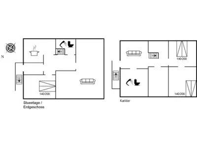 a floor plan of a house with diagrams at Holiday Home Eluisa - 300m from the sea by Interhome in Thyborøn