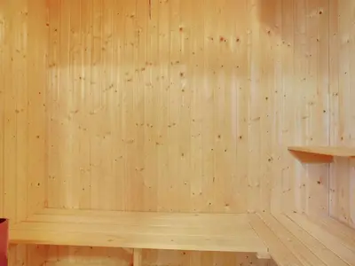 a wood paneled wall in a sauna at Holiday Home Styrmer - 1-2km from the sea by Interhome in Torsted