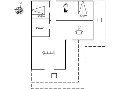 a floor plan of a house at Holiday Home Vuokko - 400m from the sea by Interhome in Torsted