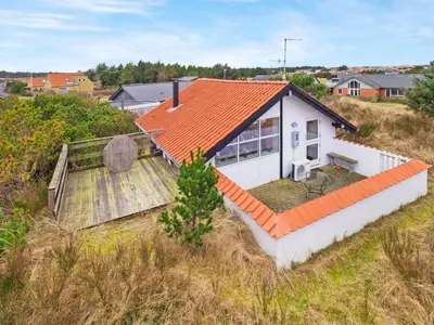 an aerial view of a house with an orange roof at Holiday Home Viktorija - 800m from the sea by Interhome in Torsted