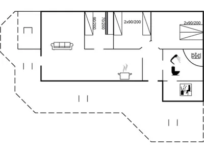 a floor plan of a small house with diagrams at Holiday Home Eggerich - 900m from the sea by Interhome in Torsted