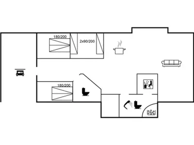 a block diagram of a house at Holiday Home Hornbogi - 300m from the sea by Interhome in Torsted