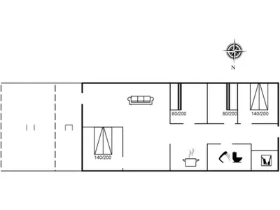 a floor plan of a small house at Holiday Home Elsabet - 750m from the sea by Interhome in Løkken